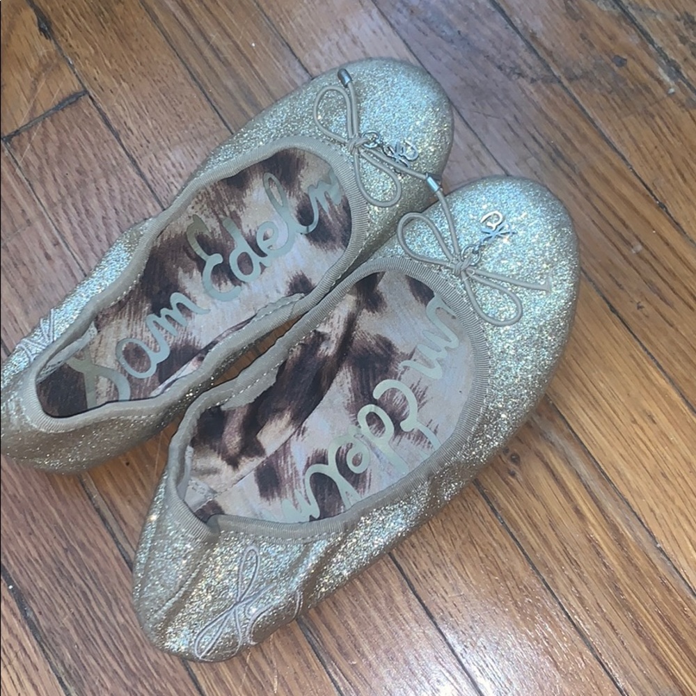 Little girls gold slippers